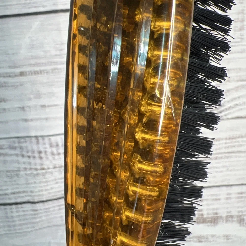 Vintage MCM Empire Lucite Brush Amber Black Nylon Bristles‎ Made In U.S.A.